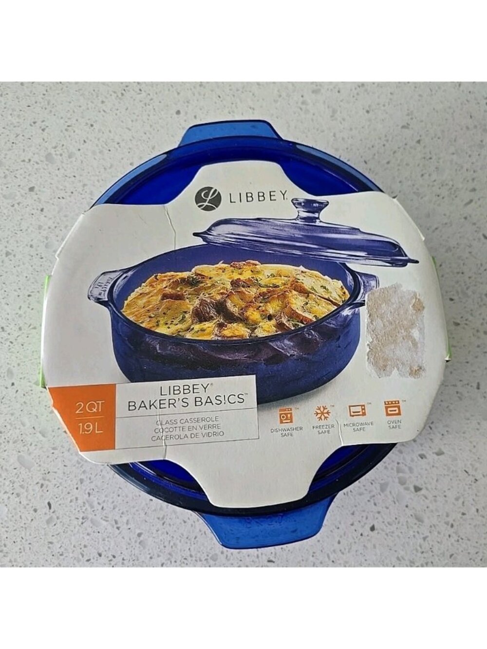 Libbey Baker's Basics 2QT Round Cobalt Blue Casserole Baking Dish & Lid New - Picture 3 of 8